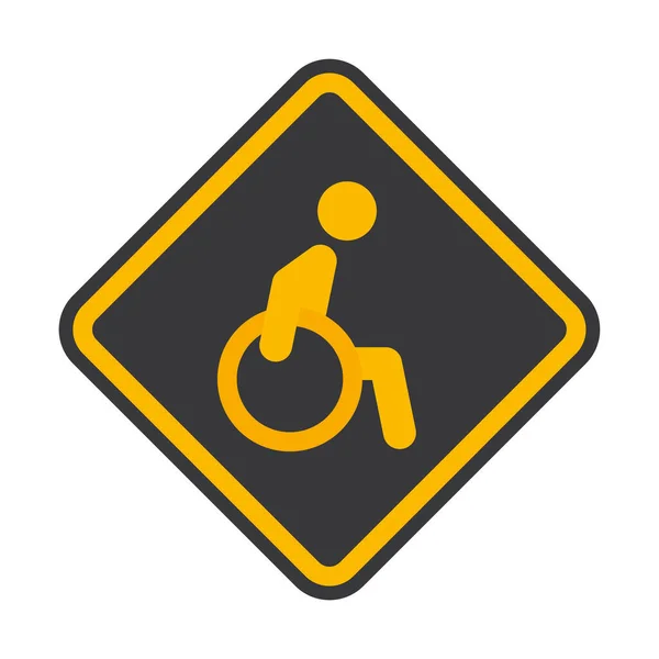 Διανυσματικό Κίτρινο Ρόμβος Εικονίδιο Αναπηρικής Πολυθρόνας Απομονωμένα Λευκό Φόντο — Διανυσματικό Αρχείο