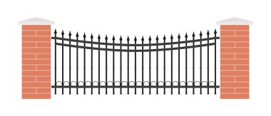 Tuğlalı vintage demir kapı. Beyaz arkaplanda izole.