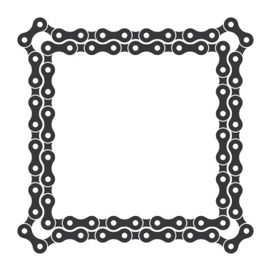Bisiklet zinciri tarafından oluşturulan çift çerçevenin vektör şablonu. Kare. Beyaz arkaplanda izole