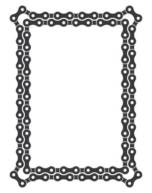 Bisiklet zinciri tarafından oluşturulan çift çerçevenin vektör şablonu. Dikey. Beyaz arkaplanda izole