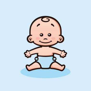 Bebek bezi takan yakışıklı bir çocuğun vektör rengi..