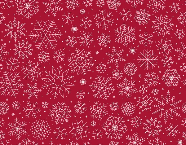 Vector Navidad Fondo Sin Costuras Con Copos Nieve Fondo Rojo — Vector de stock