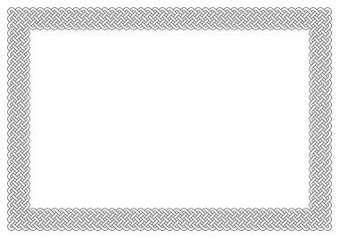 Vektör dikdörtgen çerçeve siyah simge birbirine dolanmış Kelt düğümü. Beyaz arkaplanda izole