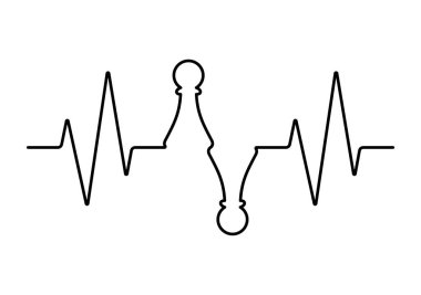 Satranç figürlü tıbbi titreşim hattı. Beyaz arkaplan.