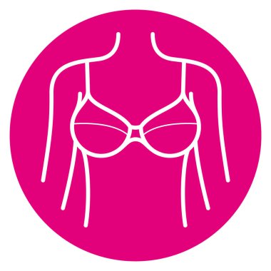 Sütyenli kadın gövdesinin vektör dairesi çizgileri. Beyaz arkaplanda izole