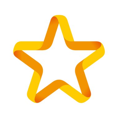 Vektör sarı kurdele beyaz arkaplanda bir yıldız sembolüne dönüştü