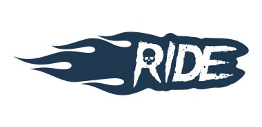 Siyah taşıyıcı alevler ve kafatasıyla çizilmiş ve bozulmuş. Beyaz arkaplanda izole