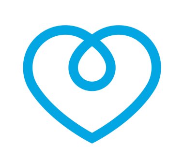 Vektör mavi çizgi kalbi beyaz arkaplanda izole edildi