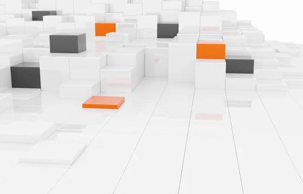 3D未来主义结构 白色背景上的现代方块技术元素 — 图库照片