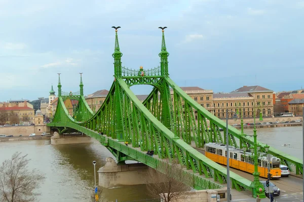 Budapeste Hungria Março 2019 Ponte Liberdade Através Rio Danúbio Budapeste — Fotografia de Stock