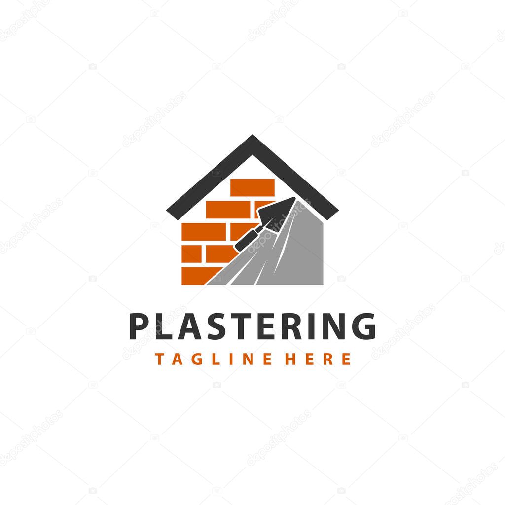 Plastering logo, plastering wall logo