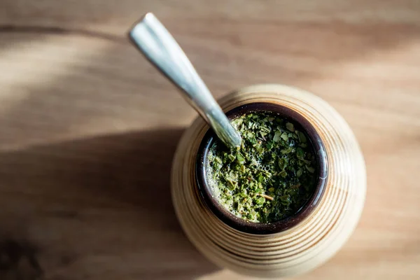 Ilex Paraguariensis Yerba Mate Green Tea Leaves Macro Shot — Stock Photo, Image