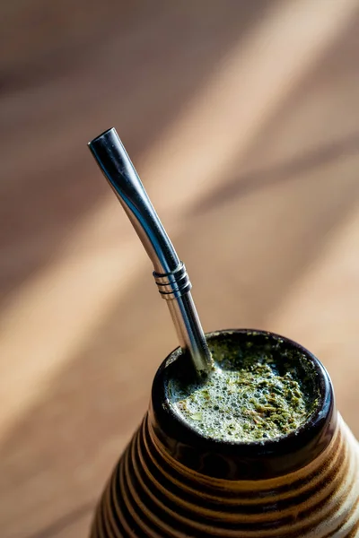 Ilex Paraguariensis Yerba Mate Green Tea Leaves Macro Shot — Stock Photo, Image