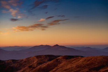 Golden Hour View of Polonina Carynska and Wetlinska from Tarnica clipart