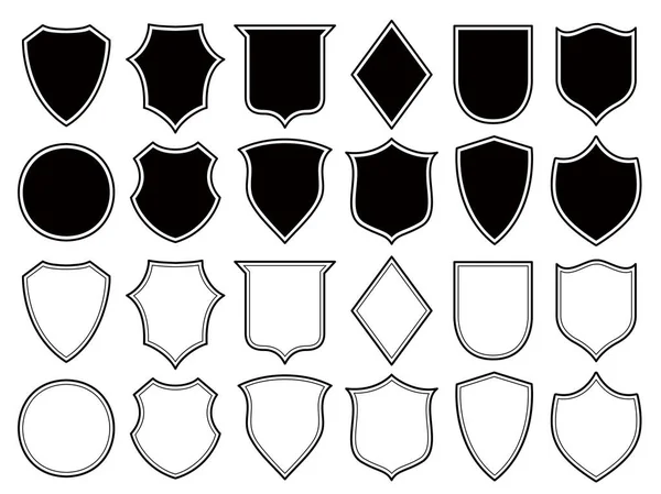Een Set Schildvormen Badge Wapen Icoon Van Veiligheid Blanco Zwarte Rechtenvrije Stockillustraties