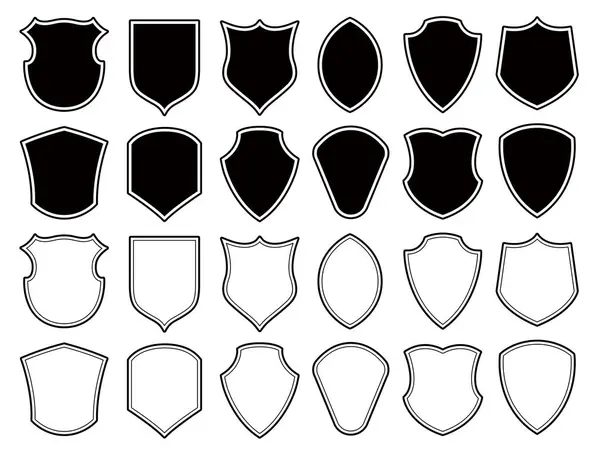 Set Shield Shapes Badge Crest Icon Security Blank Black Banner Stock Vector