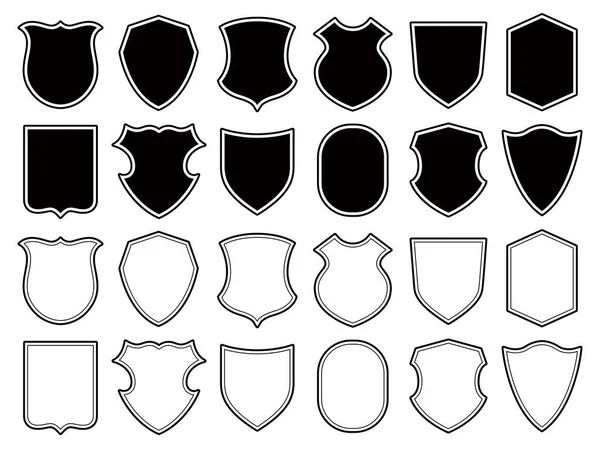 Een Set Schildvormen Badge Wapen Icoon Van Veiligheid Blanco Zwarte Stockillustratie