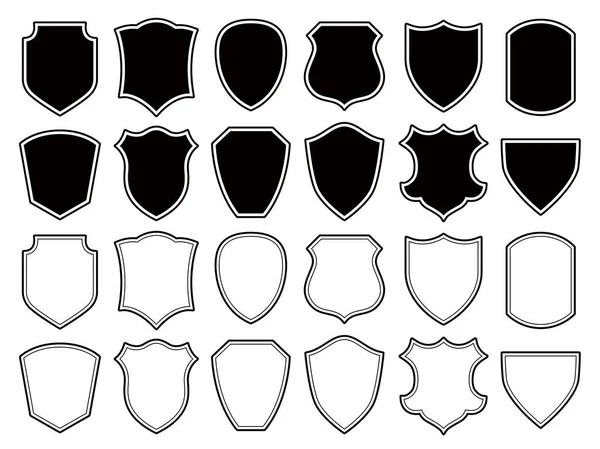 Een Set Schildvormen Badge Wapen Icoon Van Veiligheid Blanco Zwarte Rechtenvrije Stockvectors