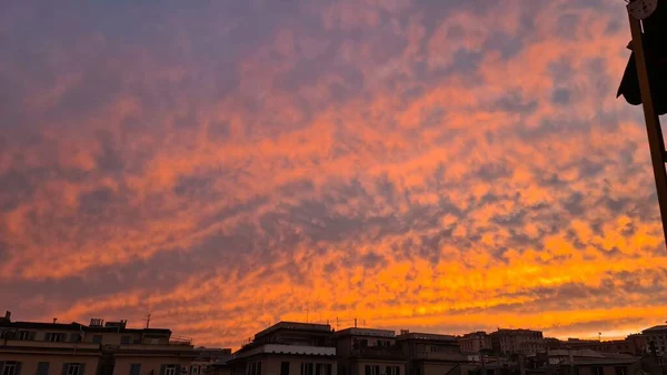 Genova Italien November 2022 Solnedgång Återspegling Himlen Med Solnedgång Himlen — Stockfoto