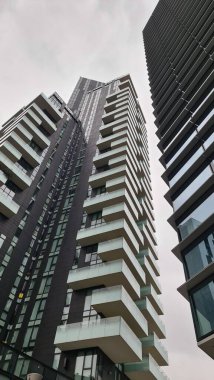 Milan, Italy-February, 26, 2023: Beautifull view of the new residence. Solar panels. City of the fashion industry. Modern architecture of residential and business buildings in City Life.