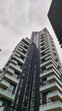 Milan, Italy-February, 26, 2023: Beautifull view of the new residence. Solar panels. City of the fashion industry. Modern architecture of residential and business buildings in City Life.