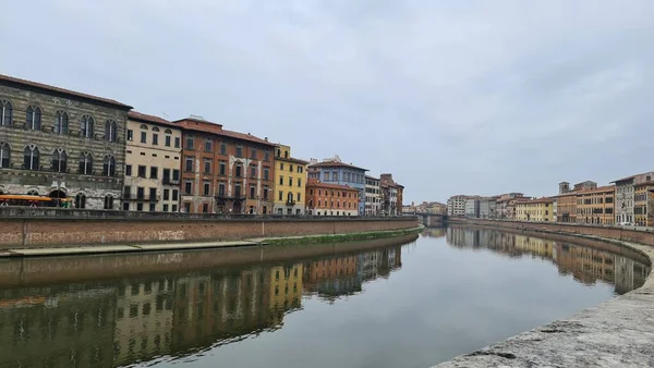 Пиза Италия Февраля 2023 Года Вид Средневековый Город Пиза Моста — стоковое фото