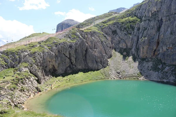 Альто Абадия Италия Июля 2023 Года Озеро Боэ Маленькое Альпийское — стоковое фото