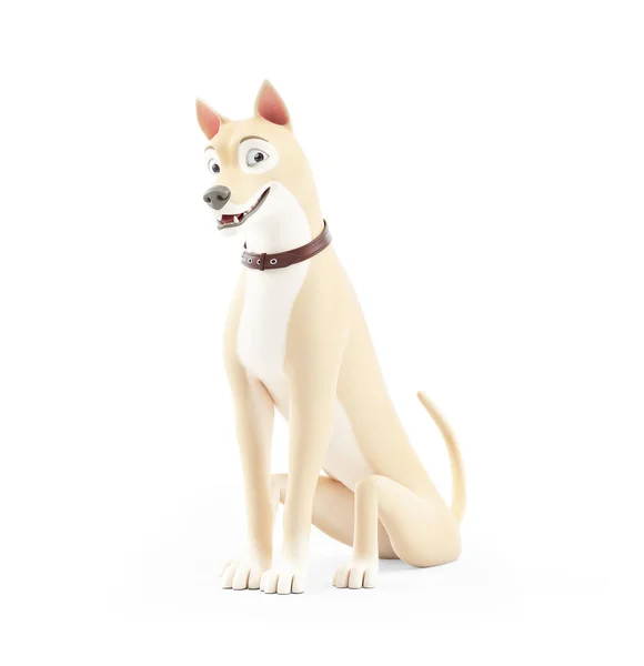 Мультяшная Собака Сидит Полу Иллюстрация Изолированы Белом Фоне — стоковое фото