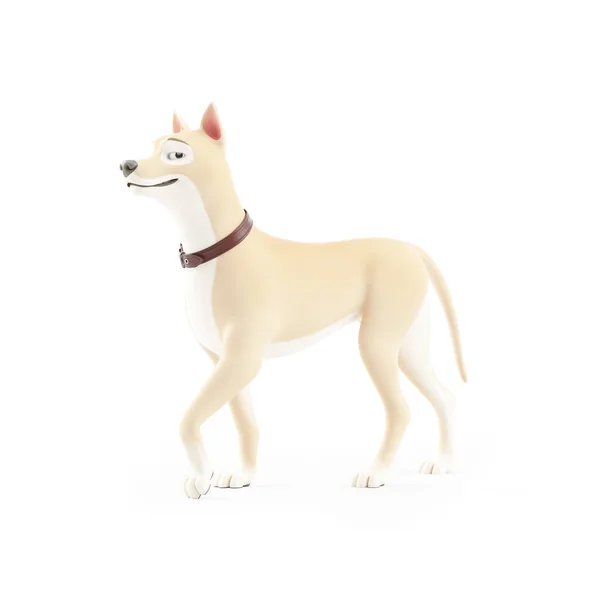 Desenho Animado Cão Andando Orgulhosamente Ilustração Isolada Fundo Branco — Fotografia de Stock