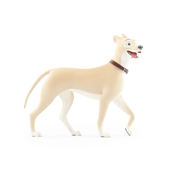 Happy Cartoon Dog Walking Illustration Isolated White Background — Stok Foto