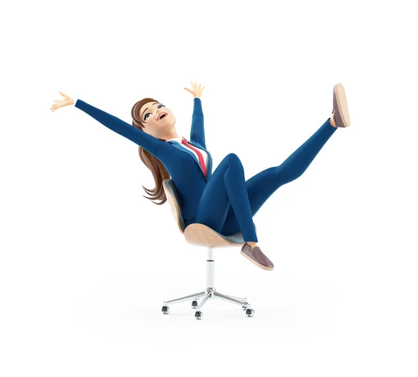 Úspěšný Karikatura Podnikatelka Kancelářské Židli Ilustrace Izolované Bílém Pozadí Royalty Free Stock Obrázky