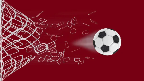 Soccer Football Ball Breaking Nets Qatar Flag Colors World Cup — Stock Photo, Image