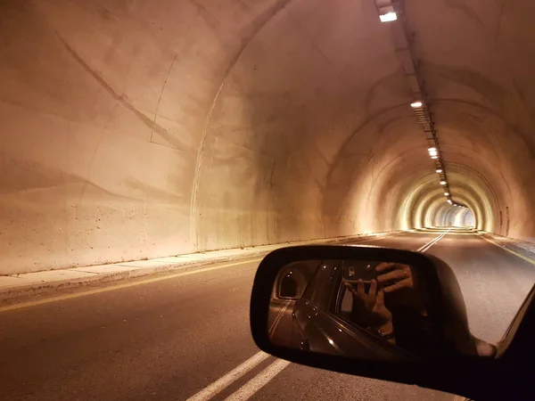 Tunnel Väg Gata Bil Lampor Motorväg Trafik För Bakgrund — Stockfoto