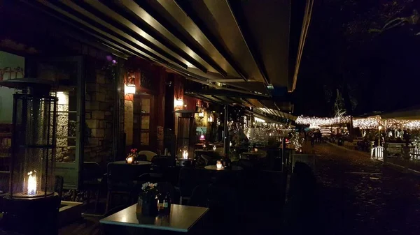 Xmas Noite Natal Ioannina Cidade Greece Luzes Café Lojas Estradas — Fotografia de Stock