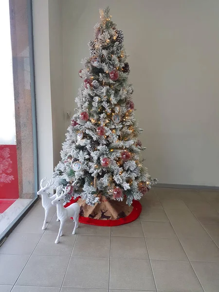Navidad Navidad Árbol Adornos Dedo Mano Festivo Fondo — Foto de Stock