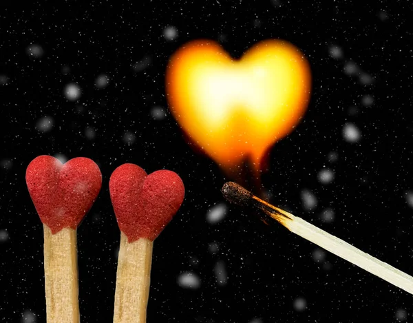 heart flame fire in the snow snowfall  love matches just be burn by amor fire eros igniting  cupid 14 february background