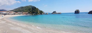 parga tourist resort in greece sea beach in spring