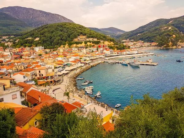parga tourist resort in greece sea beach in spring sea beach houses