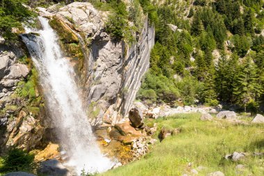 mountain and waterfalls in village theodorian arta perfecture greece firs forest high rocks butterfly pure nature