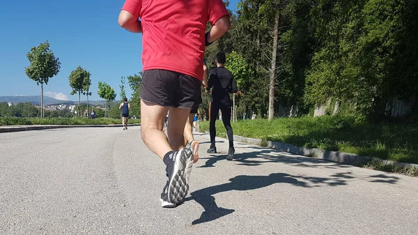 Hiit training outside Stock Photos Royalty Free Hiit training