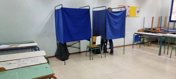 Élections Dans Les Urnes Grecques Dans Centre Électoral 2023 — Photo