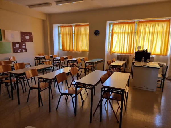 Classe Bureaux Examens École Éducation Arrière Plan Vide — Photo