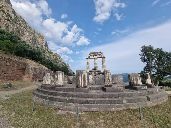 stock image greece delphi temple of athena pronaia and tholos  ancient  delphi area  greece