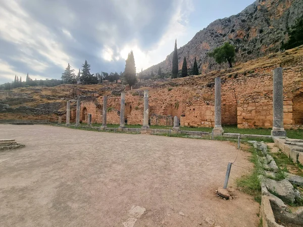 Agora Colums Delphi Archaeological Area Greece — Stock Fotó