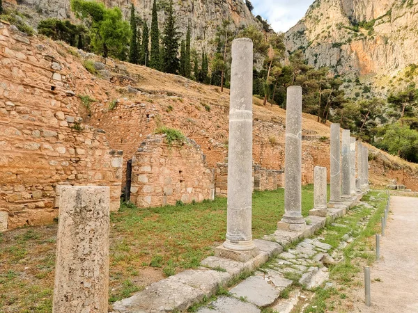 Agora Colums Delphi Archeologisch Gebied Griekenland — Stockfoto