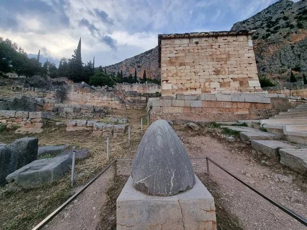 Grec Delphes Centre Monde Nombril Terre Près Des Ruines — Photo