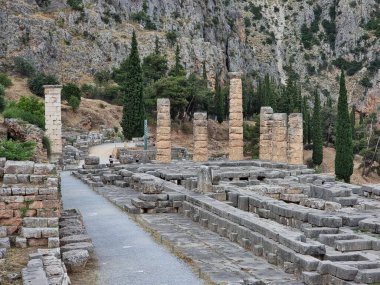 Yunan Delphi appolo tapınak sütunları Eski kahin kalıntıları 