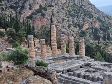 Yunan Delphi appolo tapınak sütunları Eski kahin kalıntıları 