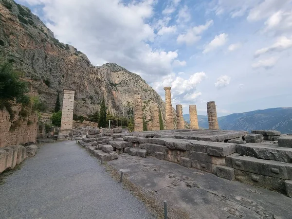 Griego Delphi Appolo Templo Columnas Antiguas Ruinas Oráculo — Foto de Stock