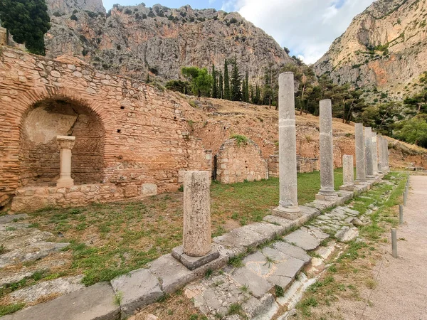Agora Colums Delphi Archaeological Área Greece — Foto de Stock